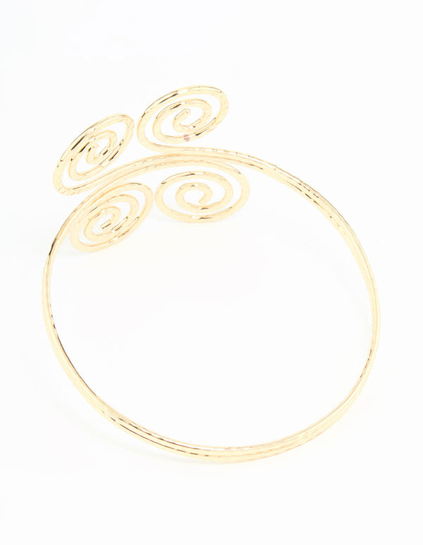 Gold Hammered Swirl Arm Cuff