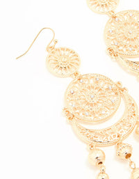 Gold Patterned Tassel Drop Earrings - link has visual effect only