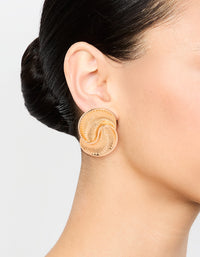 Gold Ribbed Swirl Small Stud Earrings - link has visual effect only