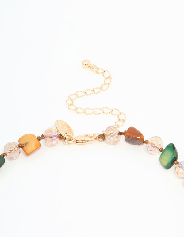 Green & Neutral Beaded Necklace