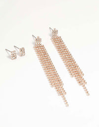 Rose Gold Cupchain & Stud Earrings 2-Pack - link has visual effect only