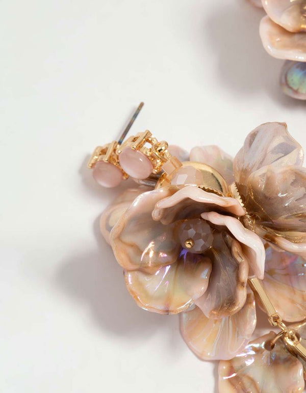 Rose Gold Acrylic Petal Drop Earrings