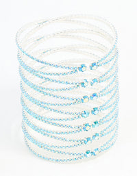 Silver Aqua Diamante Crossover Layered Wrist Cuff - link has visual effect only