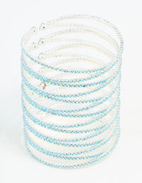 Silver Aqua Diamante Crossover Layered Wrist Cuff - link has visual effect only