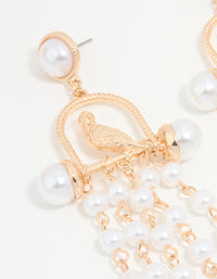 Rose Gold Pearl Beaded Waterfall Drop Earrings - link has visual effect only