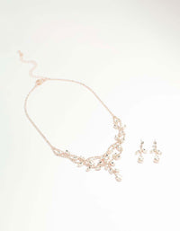 Rose Gold Floral Vine Cascading Necklace & Earrings Set - link has visual effect only