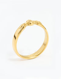 Waterproof Gold Plated Stainless Steel Dainty Bow Band Ring - link has visual effect only