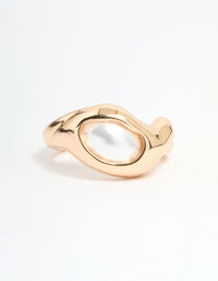 Gold Pearl Molten Circle Ring - link has visual effect only