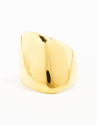 Waterproof Gold Plated Stainless Steel Statement Rectangle Ring - link has visual effect only