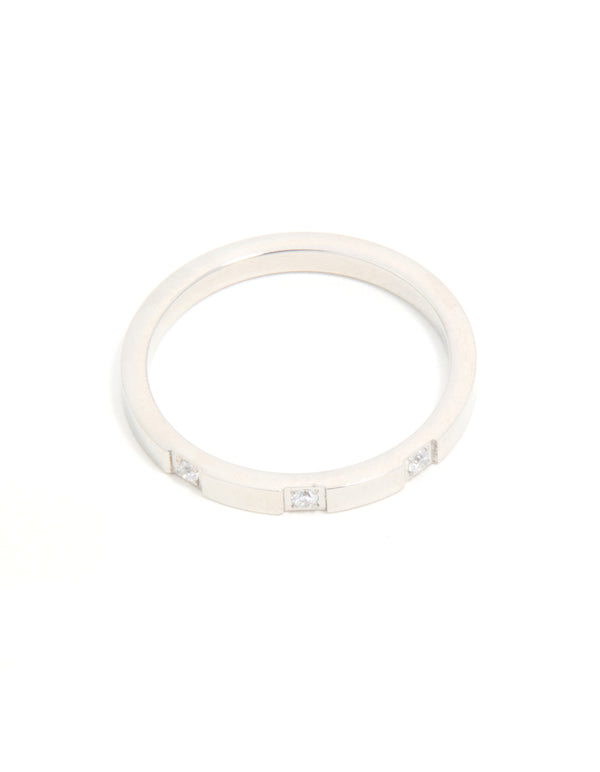 Waterproof Mixed Plated Stainless Steel Cubic Zirconia Rings 2-Pack