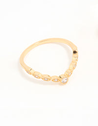 Gold Plated Cubic Zirconia Pear & Dainty Pointed Stacking Rings 2-Pack - link has visual effect only