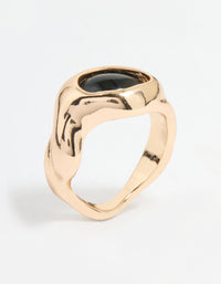 Gold Black Stone Molten Circle Ring - link has visual effect only