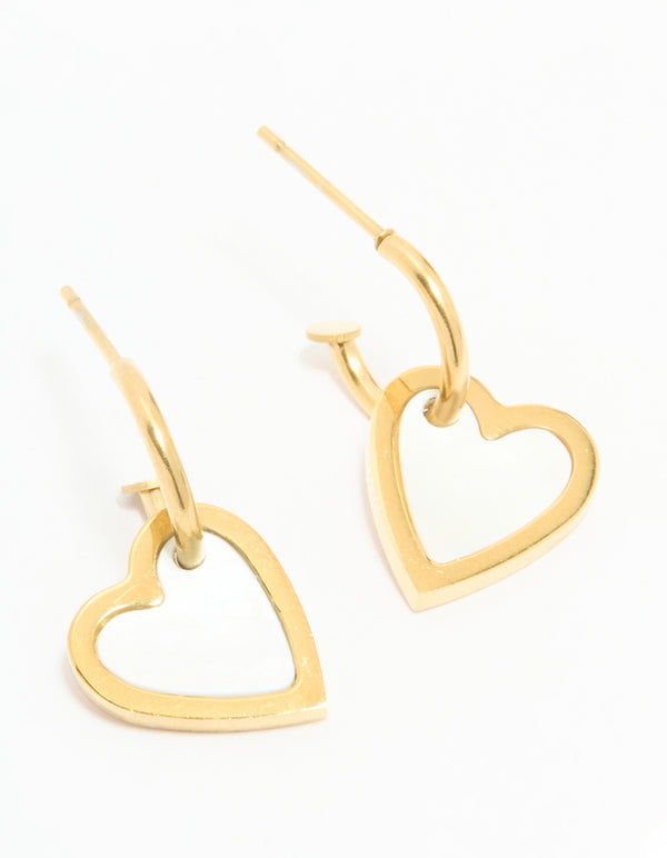 Waterproof Gold Plated Stainless Steel Lovely Heart Earrings