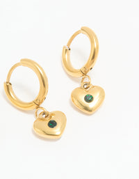 Waterproof Gold Plated Stainless Steel Heart Stud & Huggie Earrings 2-Pack - link has visual effect only