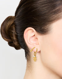 Waterproof Gold Plated Stainless Steel Hand & Bubble Huggie Earrings 2-Pack - link has visual effect only