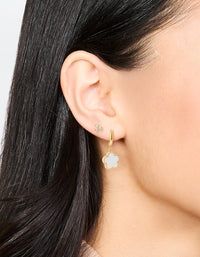 Waterproof Gold Plated Stainless Steel Cubic Zirconia Petal Earrings 2-Pack - link has visual effect only