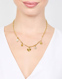 Waterproof Gold Plated Stainless Flower & Heart Charm Necklace - link has visual effect only