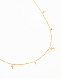 Waterproof Gold Plated Stainless Steel Cross Charms Necklace - link has visual effect only