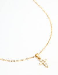 Waterproof Gold Plated Stainless Steel Cubic Zirconia Cross Pendant Necklace - link has visual effect only