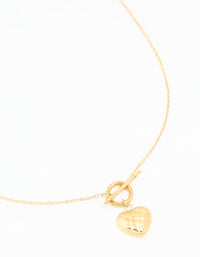 Waterproof Gold Plated Quilted Heart Pendant T & O Necklace - link has visual effect only
