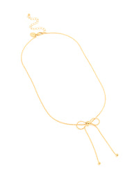 Waterproof Gold Plated Stainless Steel Snake Chain Bow Necklace - link has visual effect only