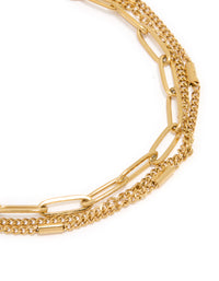 Waterproof Gold Plated Stainless Steel Layered Chain Bracelet - link has visual effect only