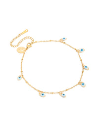Waterproof Gold Plated Stainless Steel Evil Eye Anklet - link has visual effect only