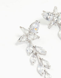 Silver Cubic Zirconia Leaf Flower Drop Earrings - link has visual effect only