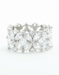 Silver Cubic Zirconia Statement Flower Ring - link has visual effect only