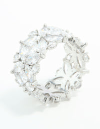 Silver Cubic Zirconia Statement Flower Ring - link has visual effect only