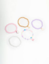 Kids Pastel Beaded Bunny & Flower Stretch Bracelets 5-Pack - link has visual effect only
