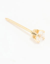 14KT Solid Yellow Gold 3MM Cubic Zirconia Piercing Stud - link has visual effect only