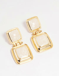 Gold Stone Square Hinge Drop Earrings - link has visual effect only