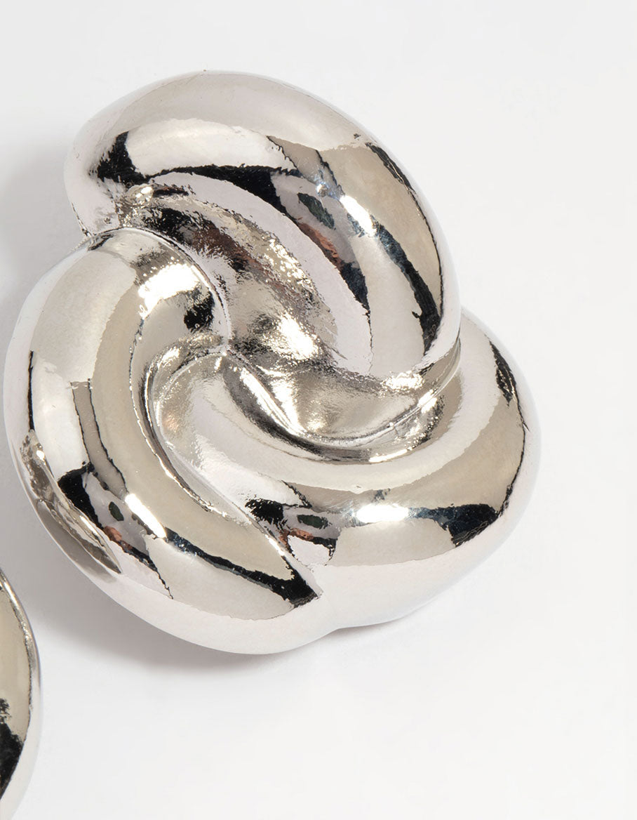 Silver Knotted Stud Earrings