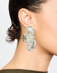 Silver Hammered Statement Petal Stud Earrings - link has visual effect only