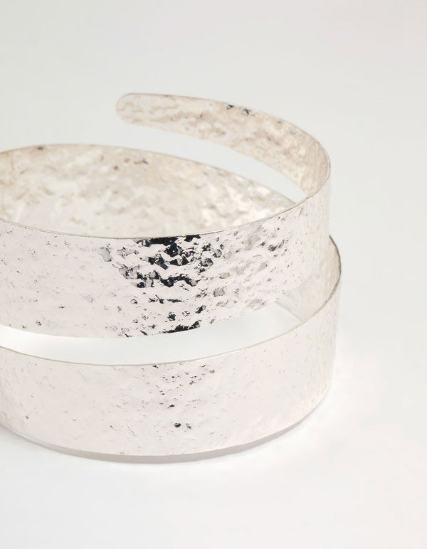 Silver Molten Spiral Wrist Cuff