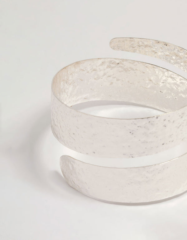 Silver Molten Spiral Wrist Cuff