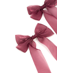 Pink Organza Fabric Hair Clips 2-Pack - link has visual effect only