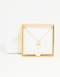 Gold Plated Cubic Zirconia Cross Pendant Necklace - link has visual effect only
