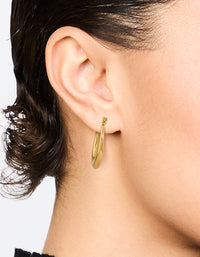 Waterproof Gold Plated Stainless Steel Crescent Hoop Earrings 18 MM - link has visual effect only