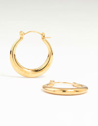 Waterproof Gold Plated Stainless Steel Crescent Hoop Earrings 18 MM - link has visual effect only