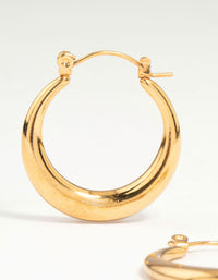 Waterproof Gold Plated Stainless Steel Crescent Hoop Earrings 18 MM - link has visual effect only