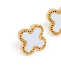 Waterproof Gold Plated Stainless Steel Enamel Flower Stud Earrings - link has visual effect only