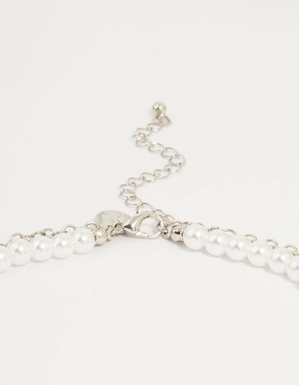 Silver Pearl Cross Layered Necklace