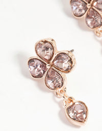 Rose Gold Pink Diamante Flower Drop Earrings - link has visual effect only