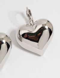 Silver Puffy Heart Huggie Earrings - link has visual effect only