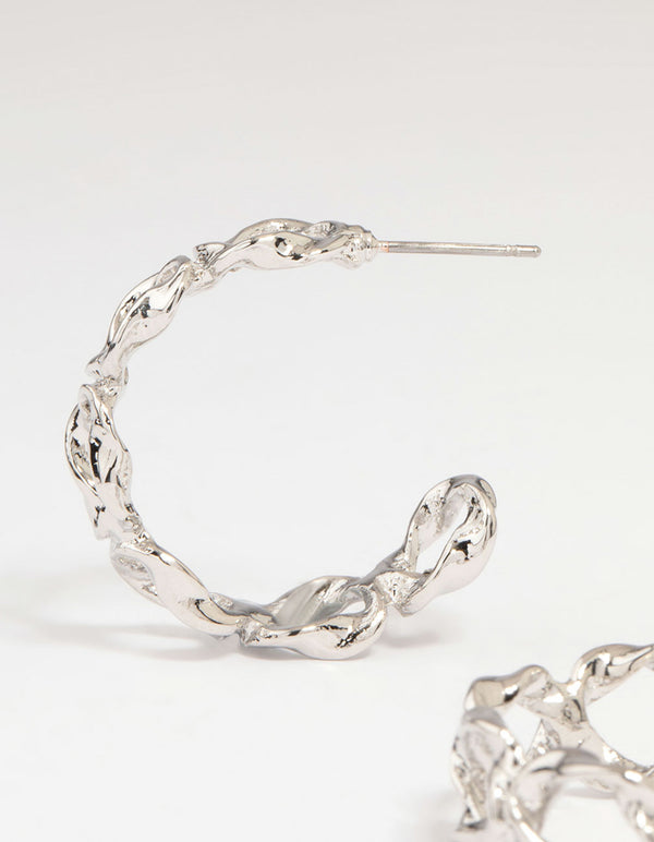 Silver Circle Twist Hoop Earrings