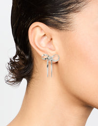 Silver Snake Chain Bow Stud Earrings - link has visual effect only
