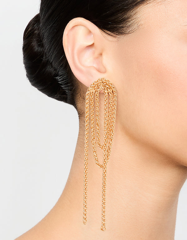 Gold Rope Drop Earrings