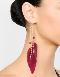 Gold Feather Chain Drop Earrings - link has visual effect only